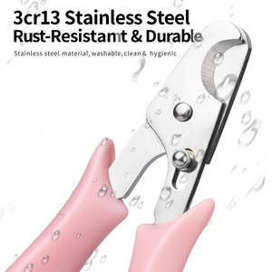 กรรไกรตัดเล็บสัตว์เลี้ยงสแตนเลสสำหรับแมวและสุนัข พร้อมด้ามจับ PP ฝาครอบนิรภัย ใบมีดรูปวงรี อุปกรณ์กรูมมิ่ง - Product Image 3