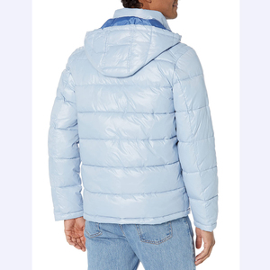 OEM Service New Arrival Casual Summer White Duck Parka Jacket Solid Color Hooded Puffer <b>Coat</b> <b>Zipper</b> Closure Breathable Canvas - Product Image 3