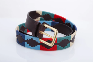 Ceinture de luxe sportive POLO, style argentin Gaucho, artisanale, multicolore, en cuir de vachette véritable, avec boucle en acier - Product Image 3