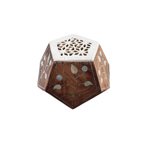 Direct Factory Sale Luxury Religious Acacia Wood Mother of Pearl Inlay <b>Bakhoor</b> Burner Arabian Islamic <b>Oud</b> Dukhoon Bukhoor Set - Product Image 3