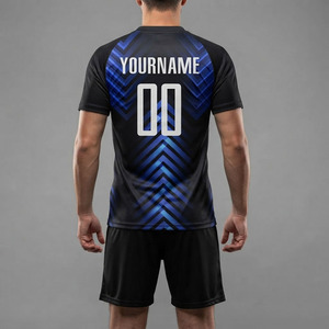 Conjunto de Uniforme de Fútbol Personalizado, Profesional, Transpirable, en Negro y Azul Eléctrico - Ropa Deportiva de Alto Rendimiento para Equipos - Product Image 4