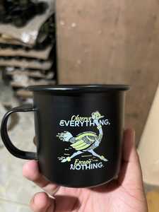 Black Enamel Mug Metal Camp Cup Printed Skull Logo Drinking Mug for Outdoor Cafe Gift - Product Image 6