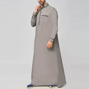 Túnica tradicional árabe para hombre, de algodón y lino, estilo Abaya, manga larga, con bolsillos, estilo casual Jubba, estilo Arabia Saudita, thobe/thawb - Product Image 3