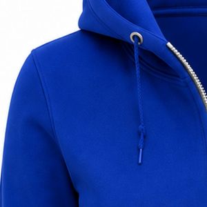 เสื้อฮู้ดดี้สีน้ำเงินรอยัลสำหรับผู้หญิง สไตล์กรีก ซิปครึ่งตัว แขนยาว ปักลายตราสัญลักษณ์ เสื้อคลุมมีฮู้ดลำลองสำหรับชมรมนักศึกษา - Product Image 5