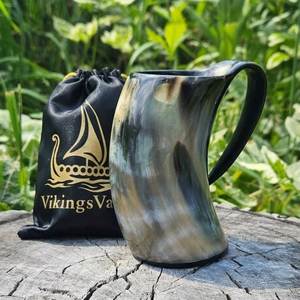 Chope à bière artisanale 100 % authentique en corne de buffle naturelle, style Viking, avec finition polie - Product Image 6