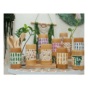 <b>Bamboo</b> Cup With Mother of Pearl Elegant <b>Bamboo</b> Shell Inlaid Cup for Home Entertaining and Display from Vietnam - Product Image 1