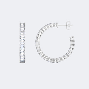 Pendientes de Aro Abierto con Diamantes de Corte Esmeralda de 5.20 CTW - Product Image 5