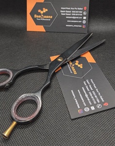 Ciseaux de barbier noirs de haute qualité de 6 pouces en acier inoxydable, ciseaux de coupe à pointe fine, caractéristiques de sécurité, étui en cuir avec fermeture éclair, type beauté - Product Image 4