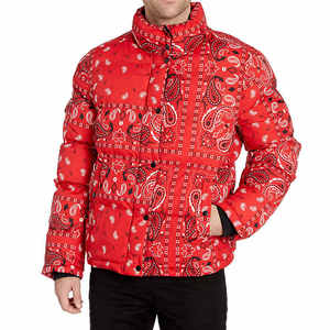 Printing Full Print Stand Collar White Duck <b>Down</b> Thick Warm Couple Coat Winter Jacket - Product Image 1