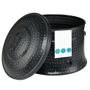 Contenedor de Almacenamiento para Manguera de Jardín de Metal Negro Texturizado con Tapa, Moderno Soporte para Agua para Exteriores - Product Image 1