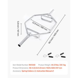 Barre hexagonale de 2 pouces avec poignées moletées, capacité de 800 lb, pour exercices de shrug, équipement d'entraînement de force et de musculation - Product Image 5