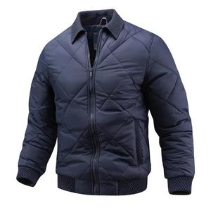 Blouson Bomber Homme à Capuche avec Fermeture Éclair, Coupe-Vent, Rembourrage Épais en Polyester, Décontracté, Automne, Coupe Slim, Couleur Unie - Product Image 2