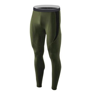Conjunto de Compresión Verde Oliva para Hombre, Camiseta de Manga Larga con Cuello Redondo y Pantalones, Secado Rápido, Spandex y Poliéster, para Todas las Temporadas, Kit Sólido - Product Image 6
