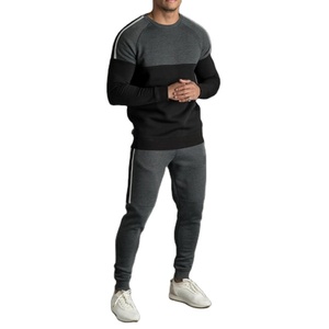 Men's Color Blocking Tracksuit Full Sleeve Crew Neck Casual Autumn Wear Side Pockets Regular Fit Polyester Cotton Mix - Product Image 1