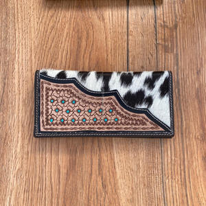 Portefeuille en cuir occidental sculpté à la main, pochette, étui de téléphone élégant, demi-cuir de vachette, portefeuille de couleur marron, nouvel arrivage - Product Image 3