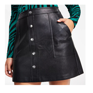 Minifalda de Piel Sintética para Mujer, a la Moda, de Cintura Alta, Asimétrica, Ajustada, de Color Sólido, Sexy, para Fiesta Nocturna en Club - Product Image 6