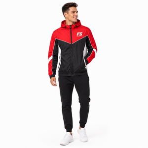 Veste coupe-vent légère imperméable pour homme avec logo personnalisé, à capuche, pour le sport en plein air, la course à pied, décontractée, style colorblock - Product Image 1