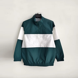 <b>Men</b>’s Bottle Green Windbreaker Tracksuit Set Half Zip Anorak <b>Jacket</b> and Shorts Color Block <b>Lightweight</b> Sportswear - Product Image 2