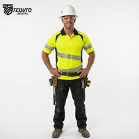 Chemises polo de travail réfléchissantes de sécurité unisexes en polyester fluorescent à logo personnalisé, légères, respirantes, certifiées CE, en gros