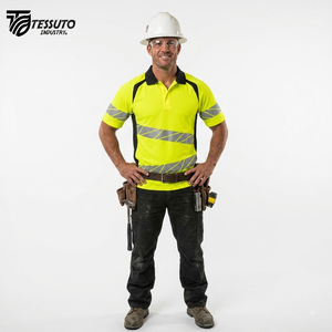 Chemises polo de travail réfléchissantes de sécurité unisexes en polyester fluorescent à logo personnalisé, légères, respirantes, certifiées CE, en gros - Product Image 3
