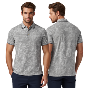 เสื้อโปโลแขนสั้นผู้ชายสีเทา ผ้าถัก สีพื้น สวมใส่สบาย ระบายอากาศได้ดี - Product Image 3
