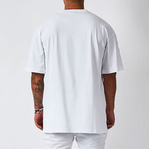 Camiseta Deportiva de Manga Corta para Hombre, Talla Grande, 240g, Algodón, Estilo Hip Hop, Cuello Redondo, para Gimnasio, Fitness, Culturismo, Verano - Product Image 6