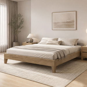 OEM/ODM Solid Ash Wood Platform Bed <b>Frame</b> Wooden Beds Vietnam Furniture Manufacturer for Minimal Bedroom Furniture - Product Image 1