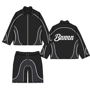 Chándal Deportivo Unisex, Estilo Urbano, Negro, Poliéster, Impermeable, Cierre de Cremallera, Bolsillos Laterales, Transpirable, Corte Regular, Ropa de Verano - Product Image 5
