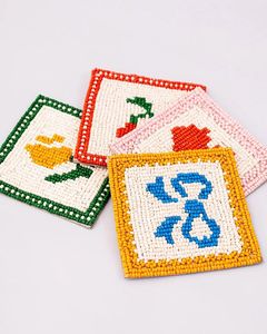 Charming Handcrafted Embroidery <b>Beaded</b> <b>Coaster</b> with Unique Decorative Pattern for Coffee Tea Serving and Dining Table Styling - Product Image 3