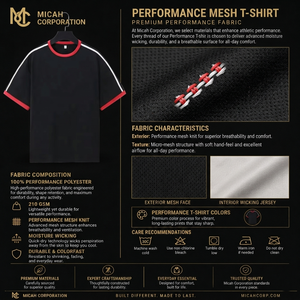 เสื้อยืดแขนสั้นผู้ชายสีดำ ยี่ห้อ Micah Corporation รุ่น Ringer แต่งขอบสีแดงตัดกับแถบข้าง ลายทางสไตล์ลำลองสปอร์ต - Product Image 6