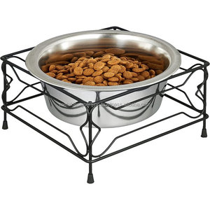 Mangeoire automatique surélevée en métal pour chiens et chats avec bol en acier inoxydable d'une capacité de 5L Mangeoire à support unique pour nourriture et eau - Product Image 1