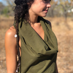 Robe longue bohème dos nu en coton avec capuche, tenue de festival fluide pour femme, idéale pour les vacances d'été - Product Image 4