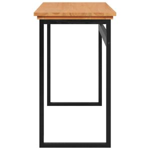 Bureau en bois de teck moyen, noir massif avec finition naturelle, élégant bureau informatique - Product Image 4