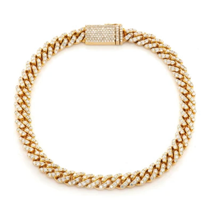 Pulsera de eslabones cubanos de moissanita de 6 mm para hombre y mujer, joyería de lujo estilo hip hop con incrustaciones, brazalete de lujo hecho de oro macizo de 14k - Product Image 5