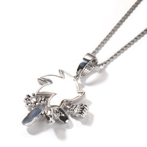 Collier pendentif Sonic the Hedgehog en argent plaqué 925 avec moissanite taille brillant ronde, style hip-hop, bijou unisexe, cadeau - Product Image 2