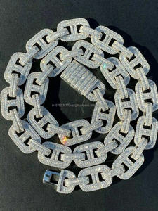 New Arrival 925 Sterling Silver Two Tone Mariner Lab Grown Diamond <b>Chain</b> 16mm <b>Iced</b> <b>Out</b> Cuban Necklace - Product Image 2