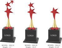 Trophée en métal Étoile Rouge avec base dorée et support noir Modèle 804 Gravure par moulage Impression UV pour récompenses sportives et de jeux