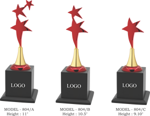 Trofeo Metálico Estrella Roja con Base Dorada y Soporte Negro Modelo 804, Grabado por Fundición e Impresión UV para Premios Deportivos y de Juegos - Product Image 1