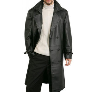 Manteaux en cuir sur mesure pour hommes, coupe classique, avec rembourrage en duvet de canard, anti-rides, haute qualité, prix abordable - Product Image 2