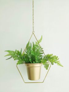 Gold Geometric Metal Plant <b>Hanger</b>,Hanging Plant Pot, Modern Planter, Mid Century Plant Holder, Minimalist Planter for Indoor Out - Product Image 3