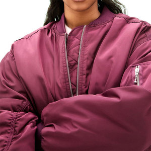 Veste en satin pour femme de qualité supérieure avec fermeture éclair, coupe-vent, style streetwear, en satin 100% soie, vestes varsity en satin - Product Image 4