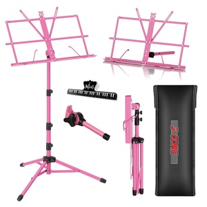 Support de musique 5-en-1 réglable pour bureau, porte-partitions portable, support de livre pliable tout en métal - Product Image 1