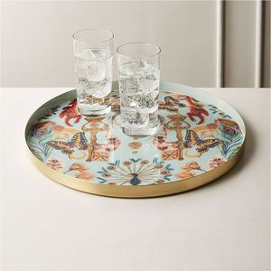 Plato de Servicio de Lujo Personalizado al por Mayor - Bandeja Redonda de Metal con Borde de Latón - Bandeja Decorativa de Alto Brillo para Catering y Hoteles - Product Image 1