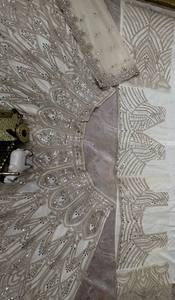 Lehenga Choli de Seda Blanca de Lujo, Tradicional para Novias, con Bordado de Lentejuelas, Largo hasta el Suelo, para Bodas y Fiestas, Conjunto Premium de Tela de Red - Product Image 2