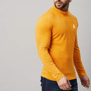 <b>Men's</b> O-Neck Long Sleeve Nonwoven Polyester 210g Solid Color Casual <b>Top</b> Blank Design Quick Dry Breathable Orange - Product Image 2