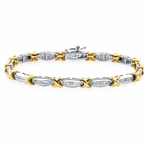 Bracelet tennis personnalisé plaqué or, moissanite, forme ronde, diamant, bijoux de mode pour fiançailles - Product Image 1