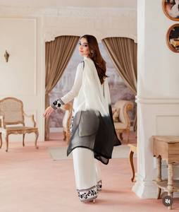 Costume Anarkali en coton brodé blanc avec dupatta, coupe ample, vêtements traditionnels indiens et pakistanais pour femmes, décontracté, toutes saisons - Product Image 6