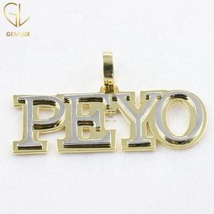 Pendentif Hiphop lettre bicolore en argent 925 personnalisé, pendentif Hip Hop lettre plaqué or personnalisé, pendentif lettre bicolore personnalisé - Product Image 3