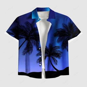 เสื้อเชิ้ตฮาวายลำลองสำหรับผู้ชาย ลายต้นปาล์ม แขนสั้น ปกคอพับได้ ระบายอากาศได้ดี ผลิตจากโพลีเอสเตอร์/ผ้าฝ้าย เป็นมิตรต่อสิ่งแวดล้อม เหมาะสำหรับวันพักผ่อน - Product Image 6