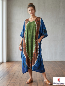 Vestido Kaftán Estampado para Mujer, Ligero y Cómodo, Ropa de Playa, Corte Holgado, Estilo Elegante, Fabricación Personalizada al por Mayor, Suministro para Exportación - Product Image 3